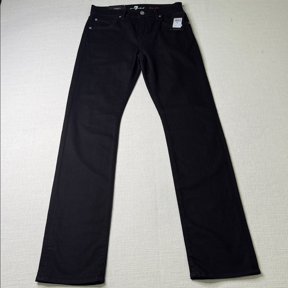 7 For All Mankind The Straight Jeans Size 28 Black Tapered Straight NWT